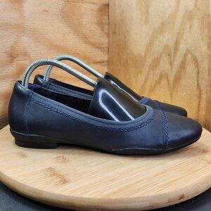 Clarks Sara Bay Womens Casual Blue Leather Ballet Flat Shoes